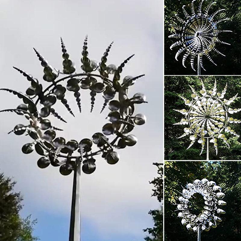 Moulin à vent décoratif en métal pour jardin – Tige 102 cm