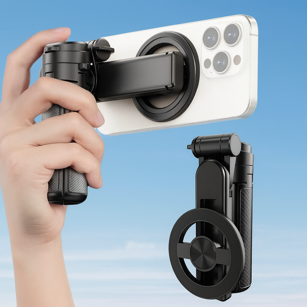 Mini-trépied magnétique 3-en-1 extensible pour smartphone et appareil photo
