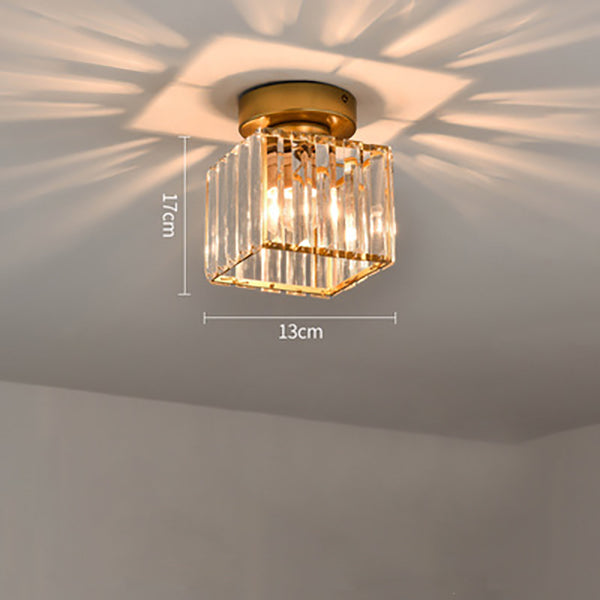 Plafonnier carré en laiton avec verre cristal – élégant
