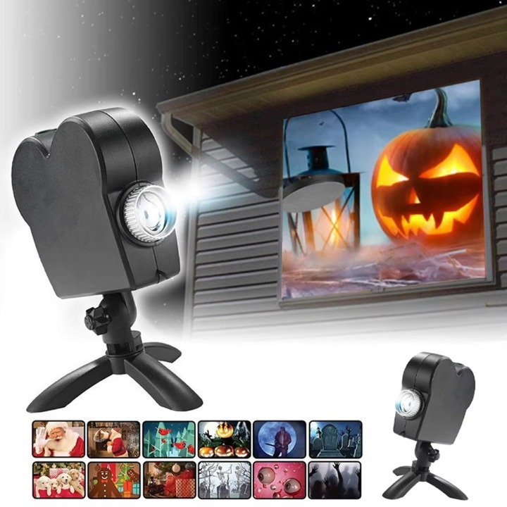 Projecteur Halloween avec 12 vidéos effrayantes, trépied et écran