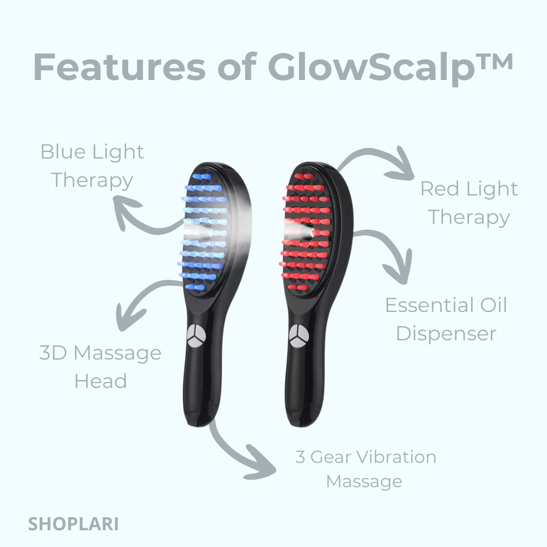 Brosse Massage Cuir Chevelu avec Thérapie Lumière Rouge et Bleue