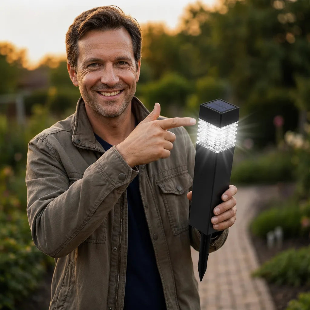 Lampe solaire LED de jardin – sans fil, automatique, résistante aux intempéries
