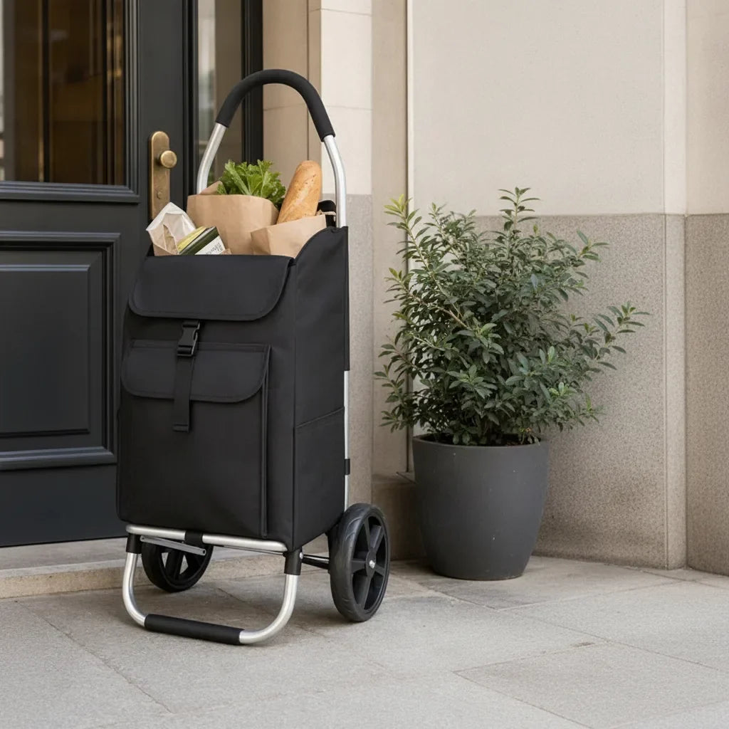 Chariot de courses pliable avec cadre en aluminium – léger et compact