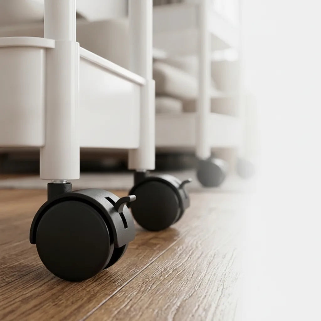 Chariot organiseur mobile avec roulettes 360° et plusieurs niveaux