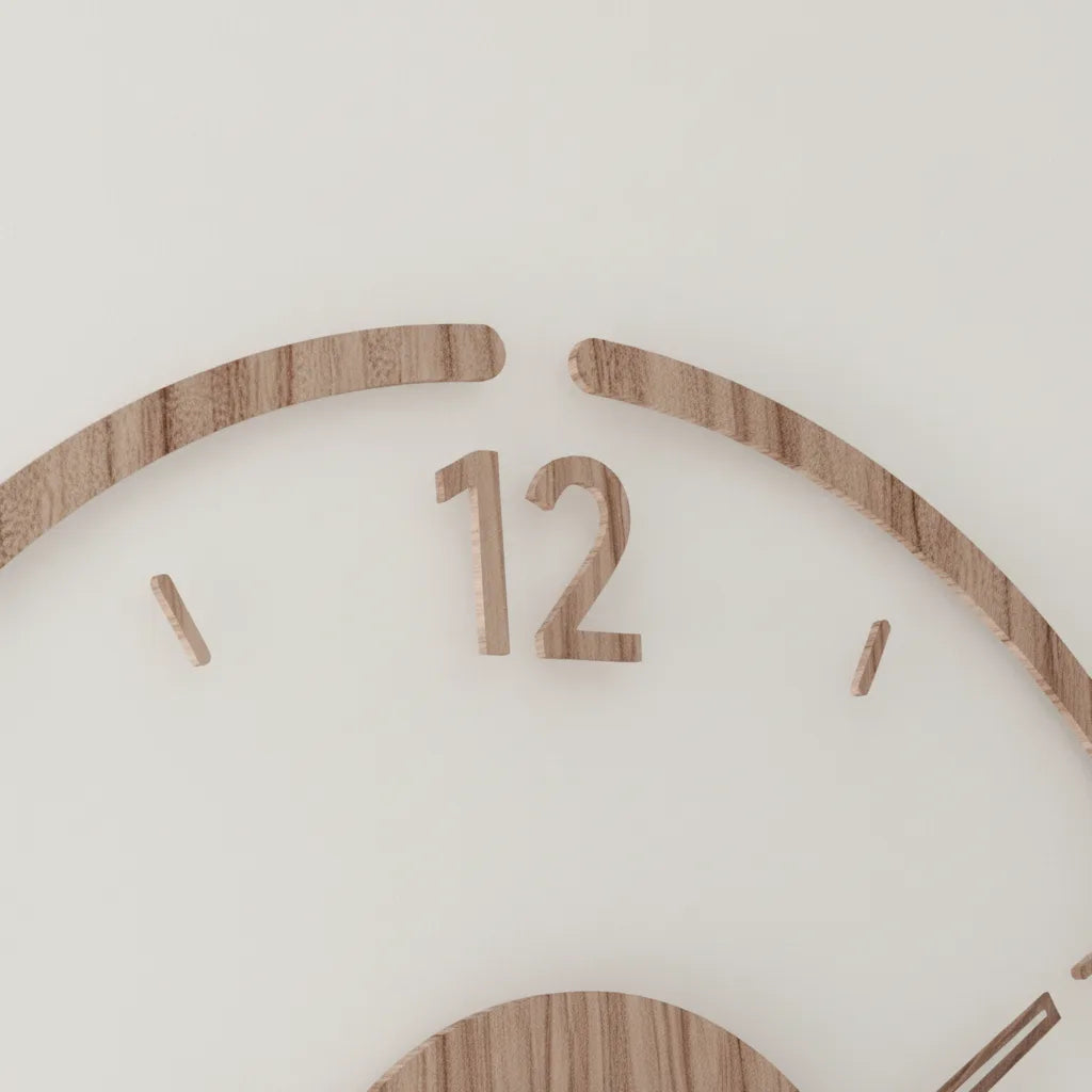 Horloge murale silencieuse en bois et acrylique – cadran rond moderne 35 cm