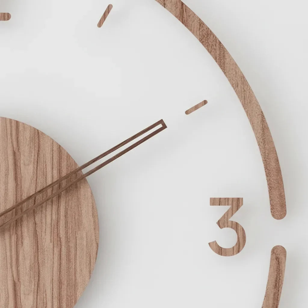 Horloge murale silencieuse en bois et acrylique – cadran rond moderne 35 cm