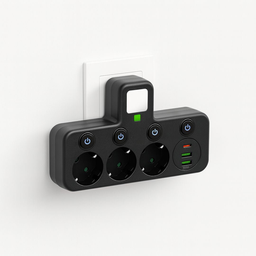 Multiprise 3 Prises avec USB, USB-C et Interrupteur LED