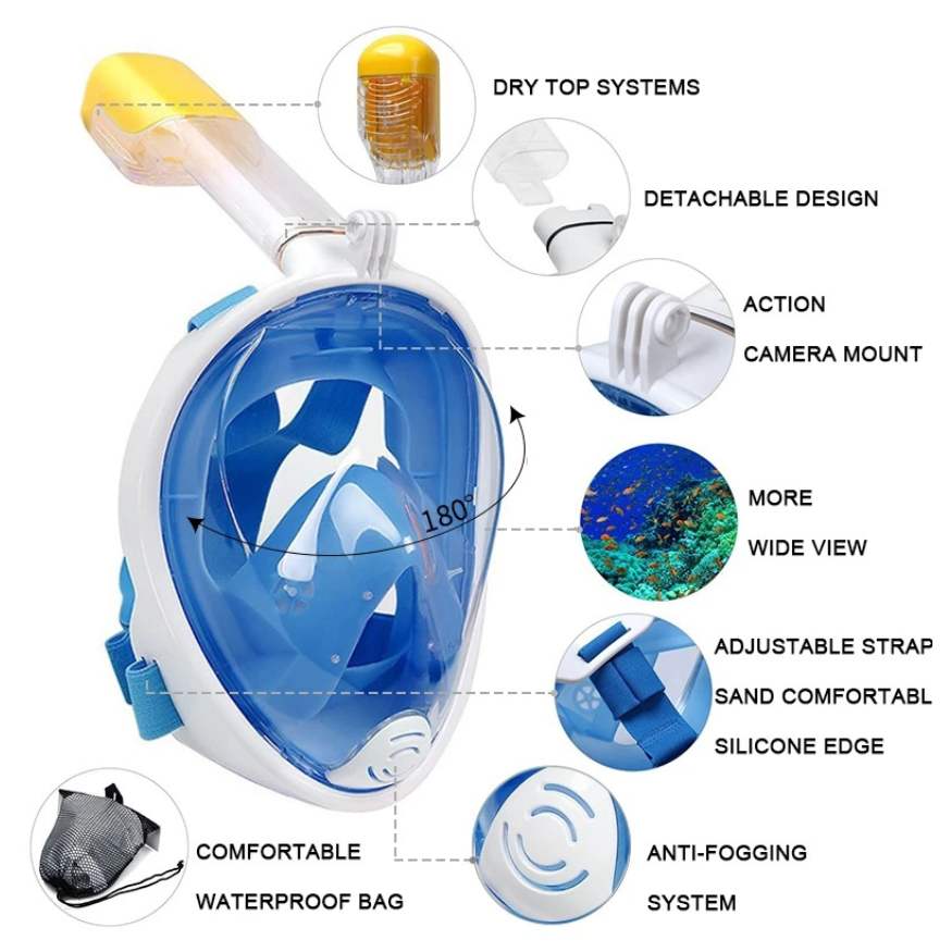 Masque de Snorkeling Anti-Buée en Verre Trempé et Silicone