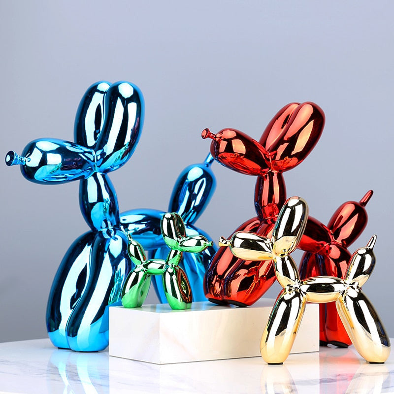 Sculpture chien ballon en résine – figurine décorative Pop Art moderne