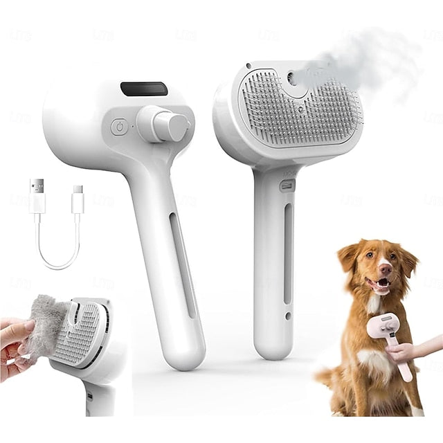 Brosse pour chien et chat avec vaporisateur d'eau intégré