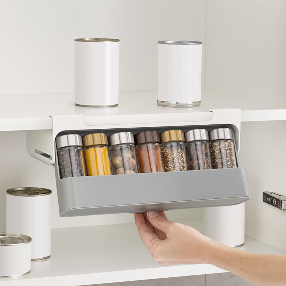 Étagère à épices adhésive sous placard – Organiseur cuisine sans perçage