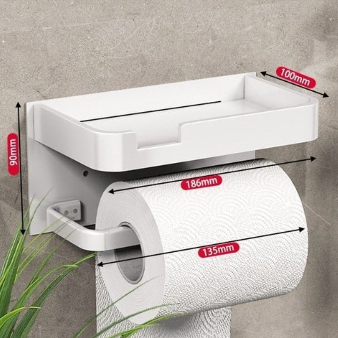 Support Papier Toilette Mural en Métal avec Étagère Intégrée