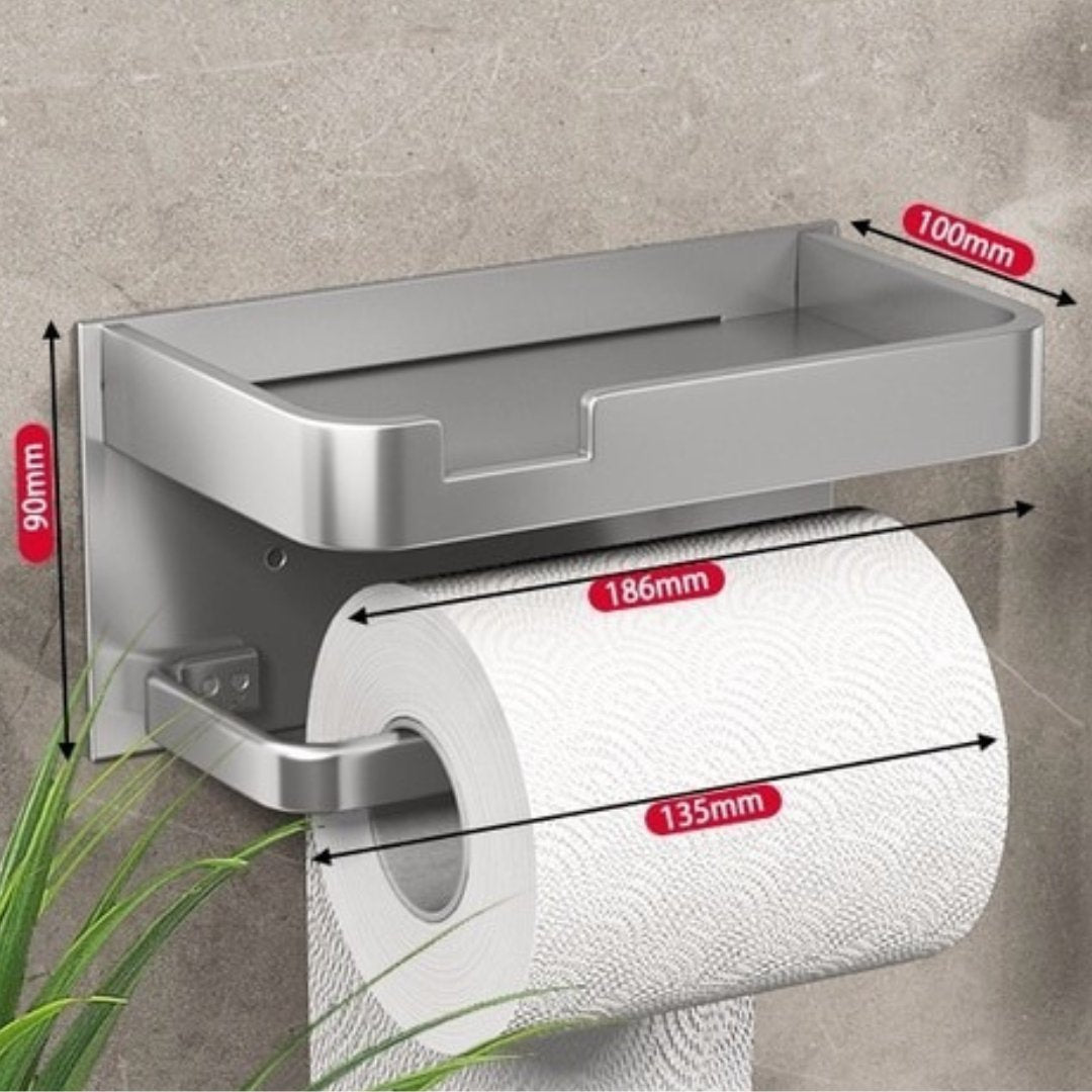 Support Papier Toilette Mural en Métal avec Étagère Intégrée