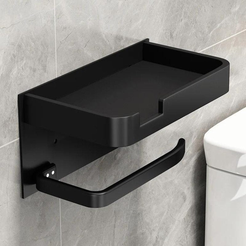 Support Papier Toilette Mural en Métal avec Étagère Intégrée