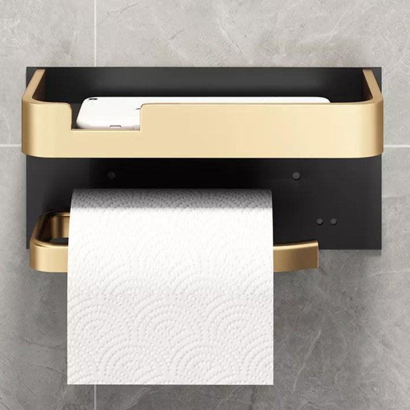 Support Papier Toilette Mural en Métal avec Étagère Intégrée
