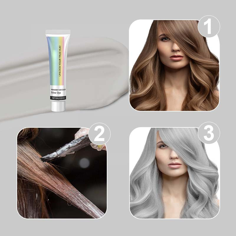 Teinture Cheveux Argentée Sans Ammoniaque avec Soin Nourrissant