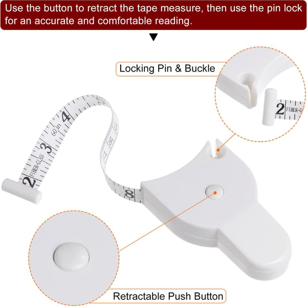 Ruban de Mesure Corporelle Rétractable pour Fitness et Couture
