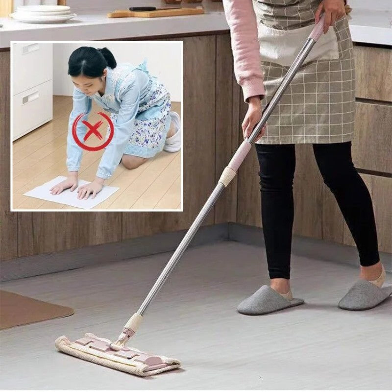 Mopmate™ – Balai plat avec manche en acier inoxydable et chiffons lavables réutilisables [50 % de réduction]