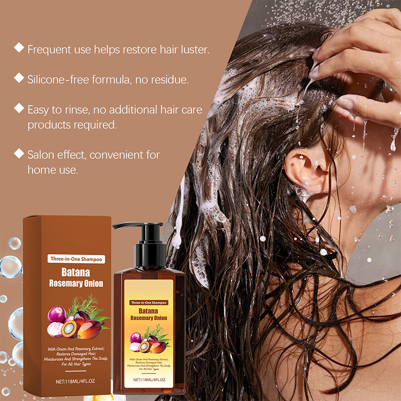 Shampooing 3-en-1 Nettoyant, Nourrissant & Fortifiant pour Cheveux Sains