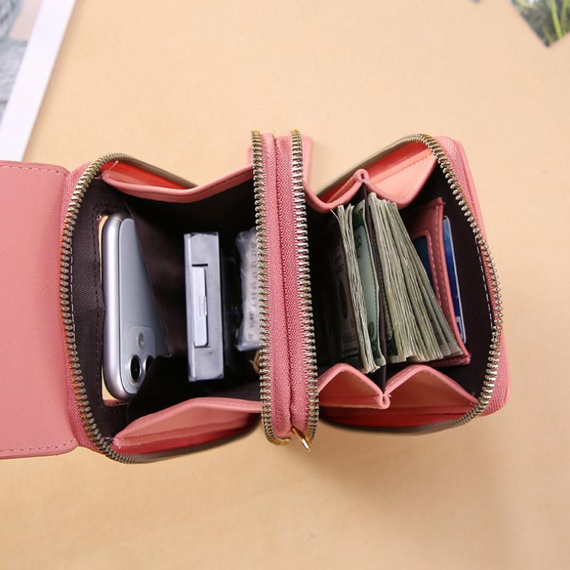 Sac à Bandoulière Femme en Cuir Synthétique avec Fenêtre Tactile pour Smartphone