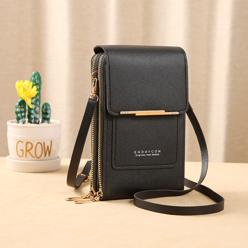 Sac à Bandoulière Femme en Cuir Synthétique avec Fenêtre Tactile pour Smartphone