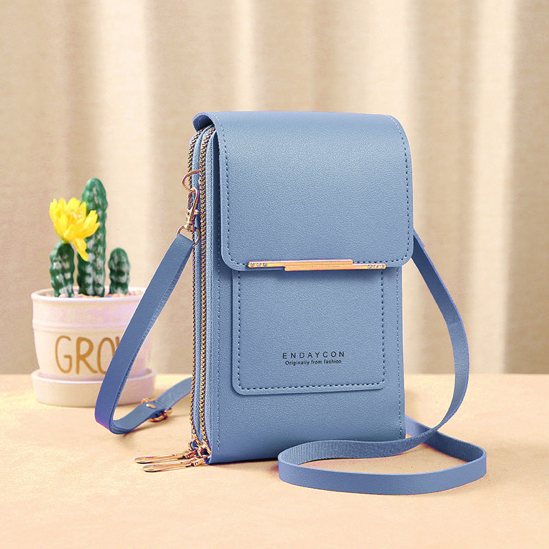 Sac à Bandoulière Femme en Cuir Synthétique avec Fenêtre Tactile pour Smartphone
