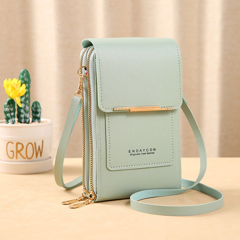 Sac à Bandoulière Femme en Cuir Synthétique avec Fenêtre Tactile pour Smartphone