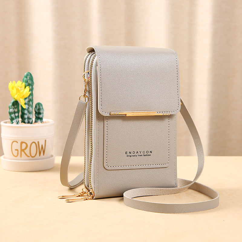 Sac à Bandoulière Femme en Cuir Synthétique avec Fenêtre Tactile pour Smartphone