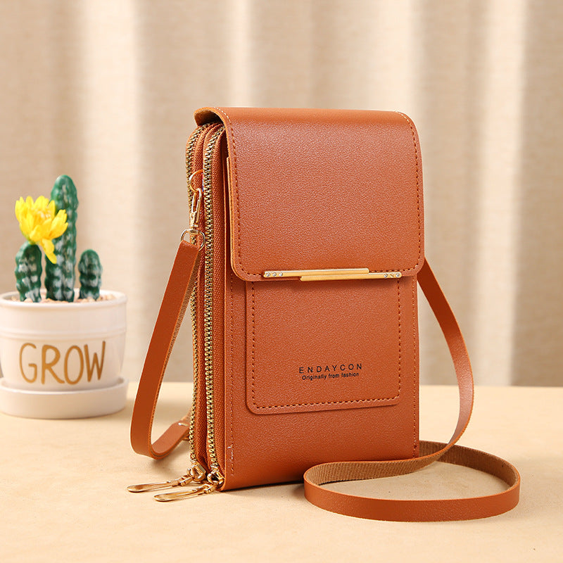Sac à Bandoulière Femme en Cuir Synthétique avec Fenêtre Tactile pour Smartphone