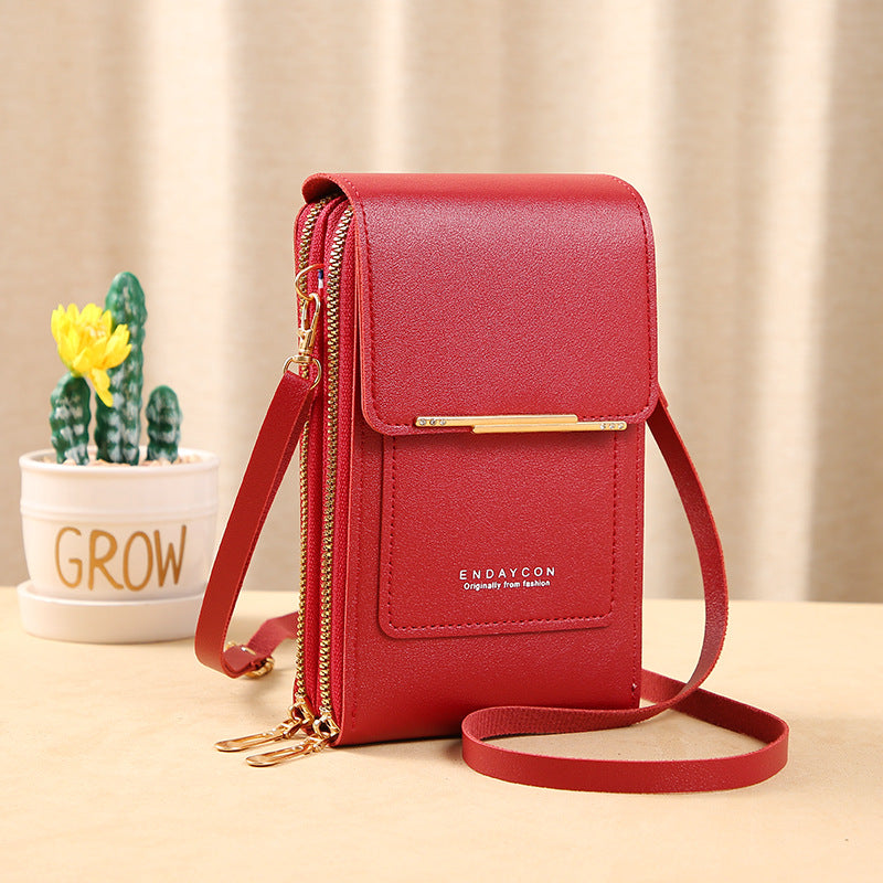 Sac à Bandoulière Femme en Cuir Synthétique avec Fenêtre Tactile pour Smartphone