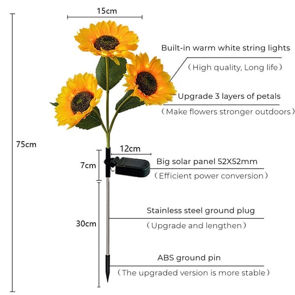 Lampes Solaires Tournesol pour Jardin – Lumière d'Ambiance Extérieure