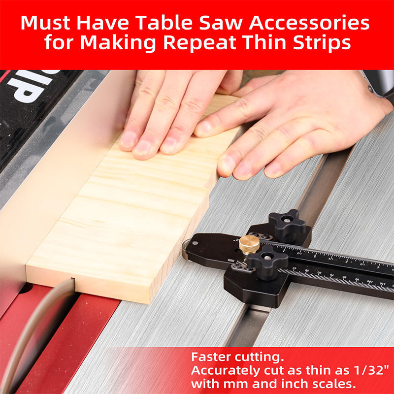 Guide de coupe fine pour scies de table avec roulement à rouleaux pour des coupes précises
