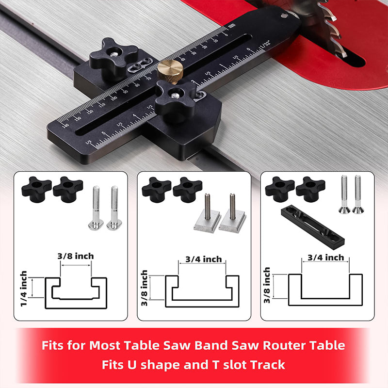 Guide de coupe fine pour scies de table avec roulement à rouleaux pour des coupes précises