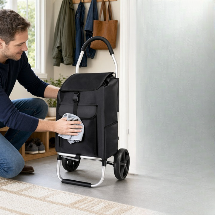 Chariot de courses pliable avec cadre en aluminium – léger et compact