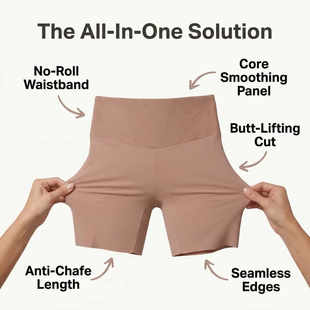 Short Gainant Sans Coutures Anti-Frottements pour Femme