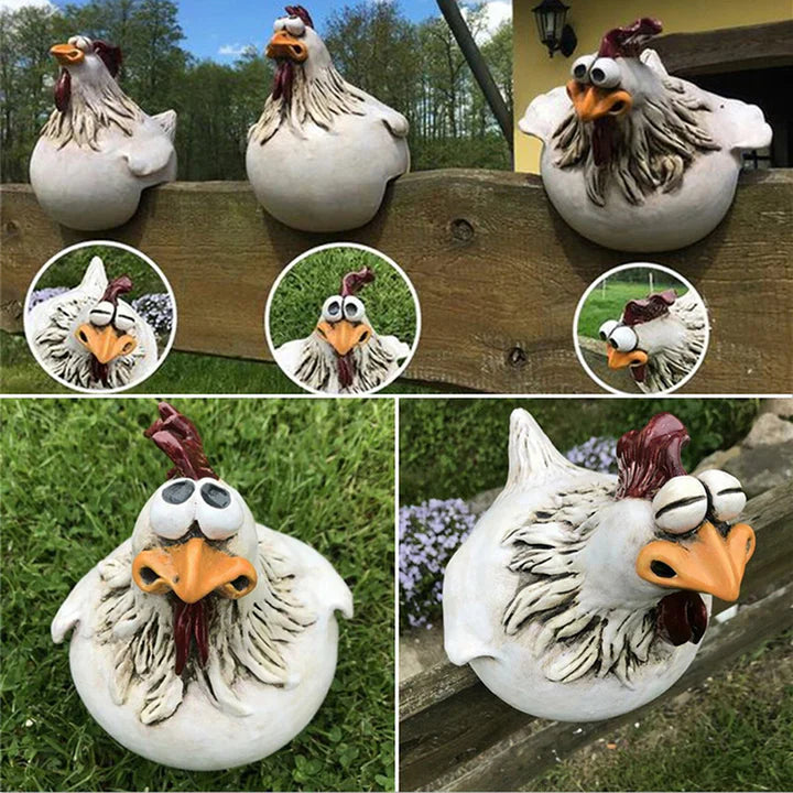 Poule Décorative de Jardin en Résine – Ornement Coloré Extérieur
