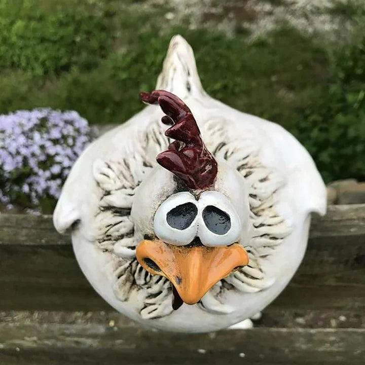 Poule Décorative de Jardin en Résine – Ornement Coloré Extérieur