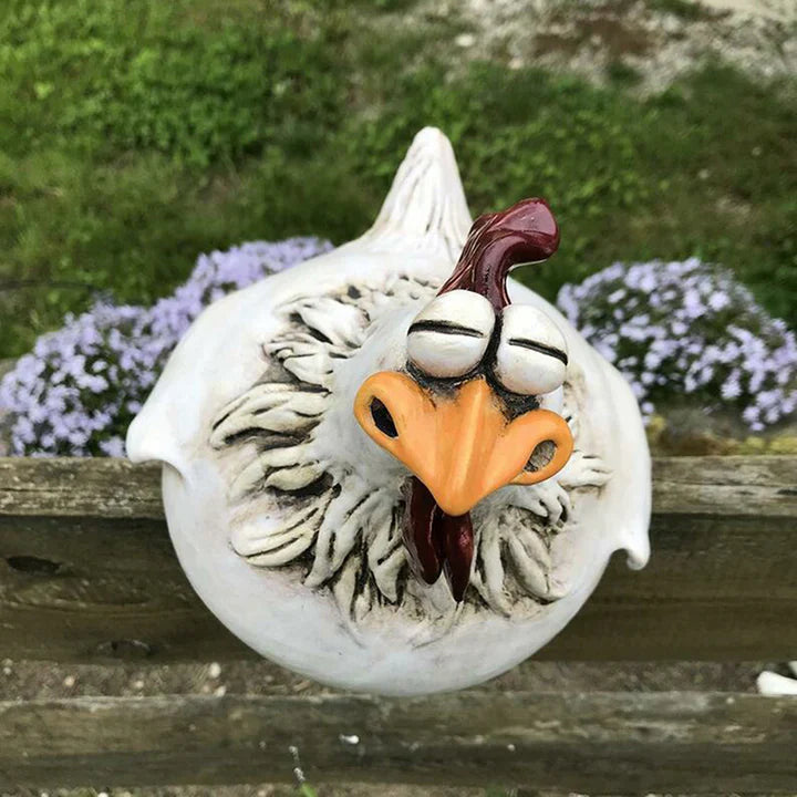 Poule Décorative de Jardin en Résine – Ornement Coloré Extérieur