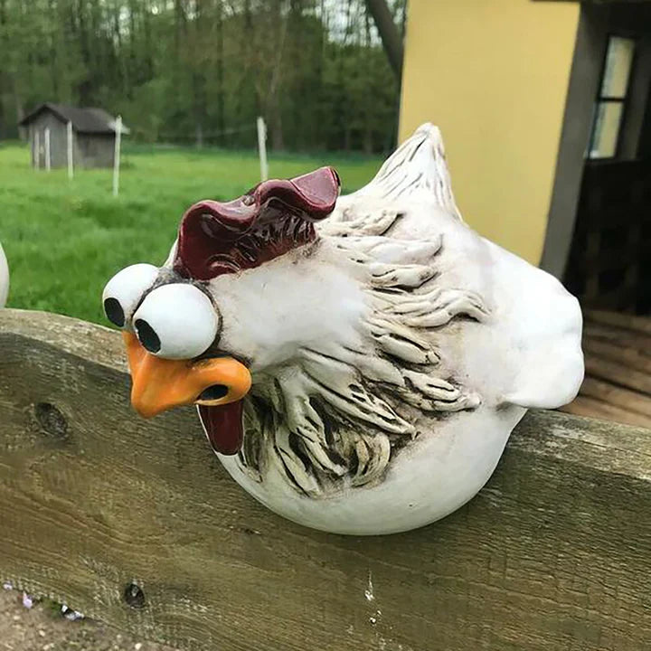 Poule Décorative de Jardin en Résine – Ornement Coloré Extérieur