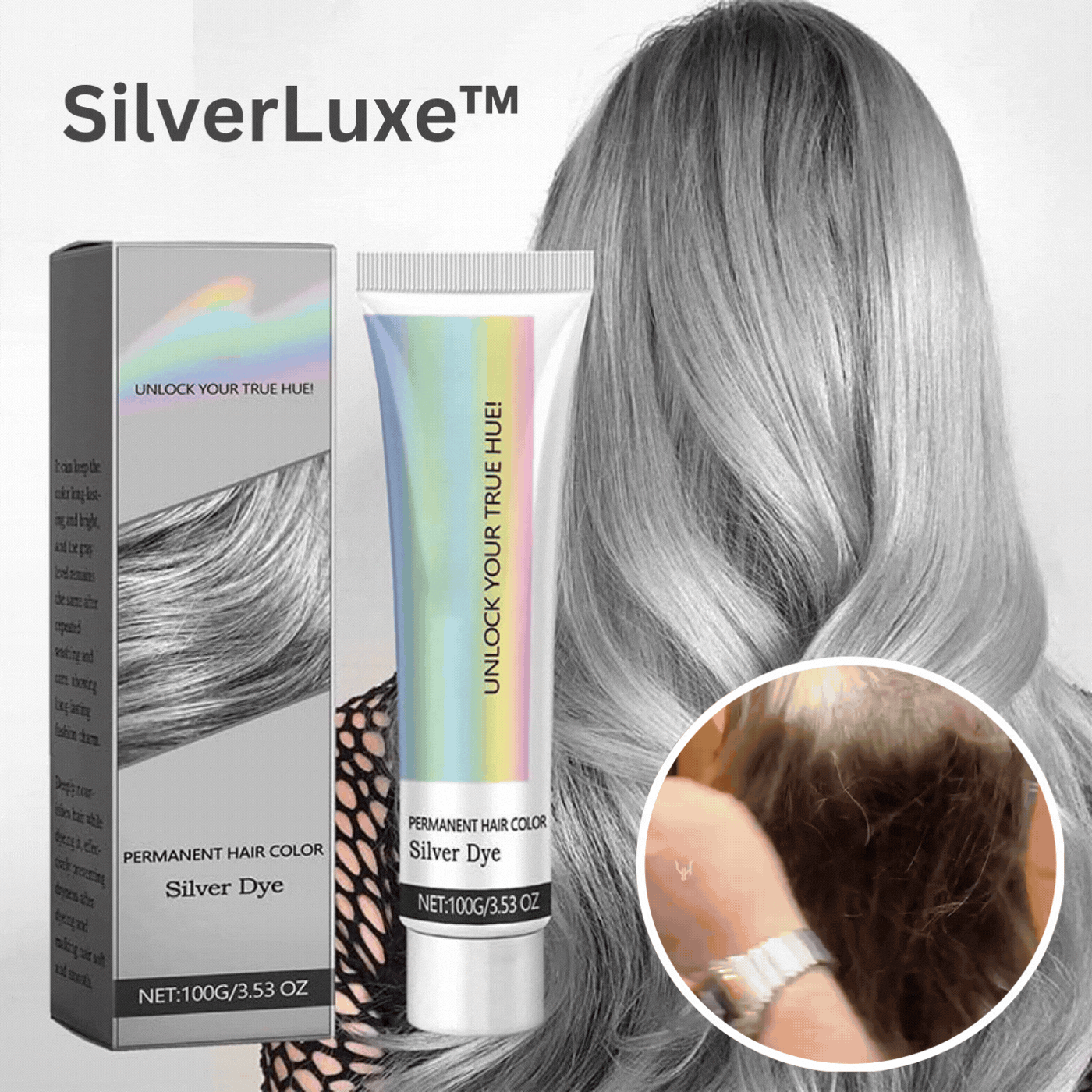 Teinture Cheveux Argentée Sans Ammoniaque avec Soin Nourrissant