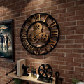 Horloge murale industrielle rétro avec design à engrenages en bois MDF