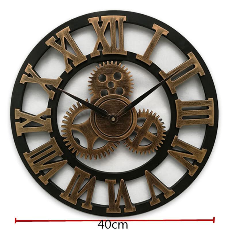 Horloge murale industrielle rétro avec design à engrenages en bois MDF
