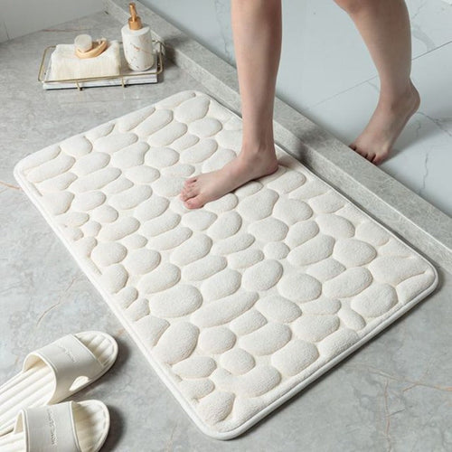 Tapis de bain en mousse à mémoire de forme avec design galets – doux & antidérapant