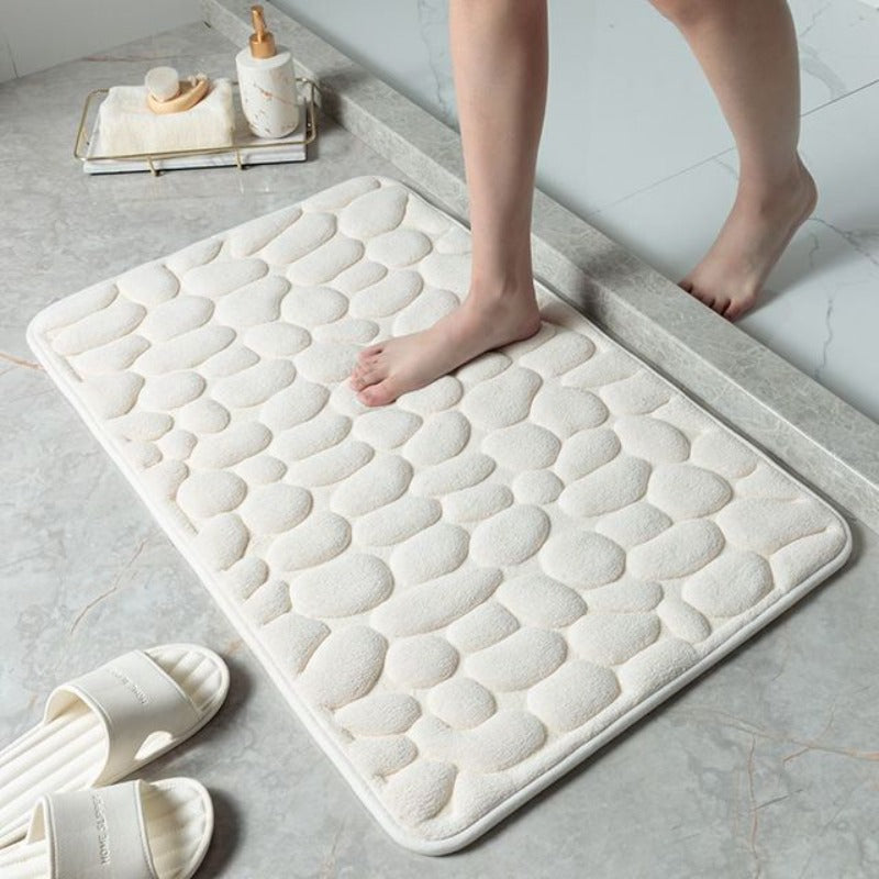 Tapis de bain en mousse à mémoire de forme avec design galets – doux & antidérapant