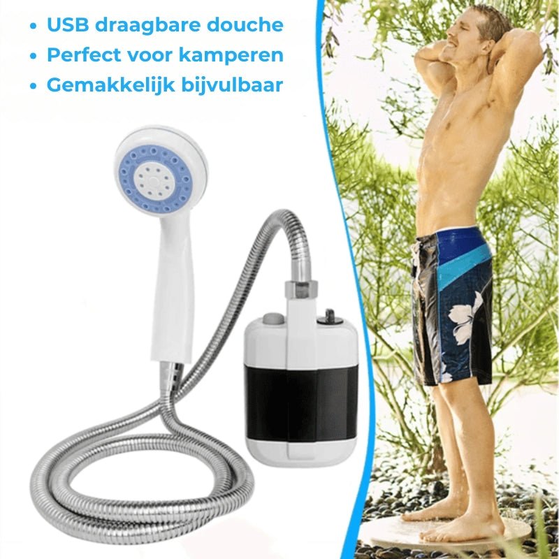 Douche Portable Extérieur Rechargeable USB avec Pompe et Réservoir 2,2L