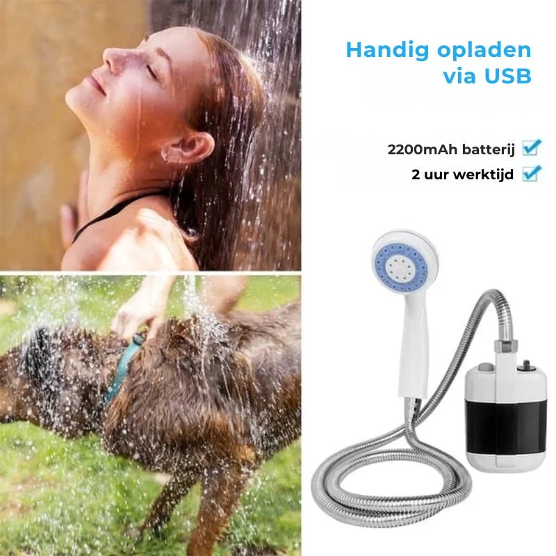 Douche Portable Extérieur Rechargeable USB avec Pompe et Réservoir 2,2L