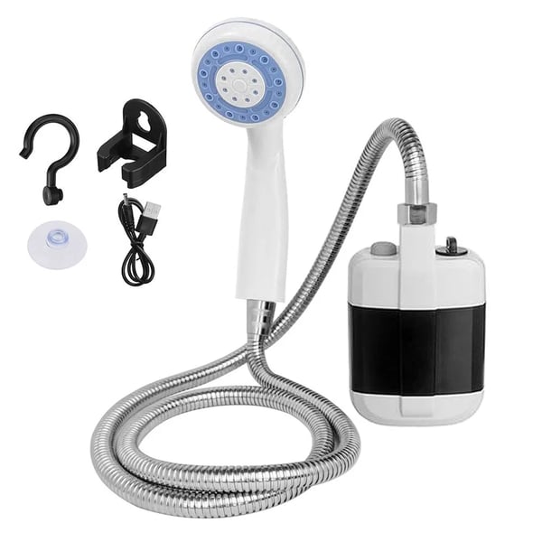 Douche Portable Extérieur Rechargeable USB avec Pompe et Réservoir 2,2L