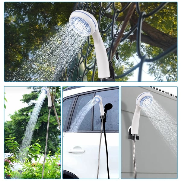 Douche Portable Extérieur Rechargeable USB avec Pompe et Réservoir 2,2L
