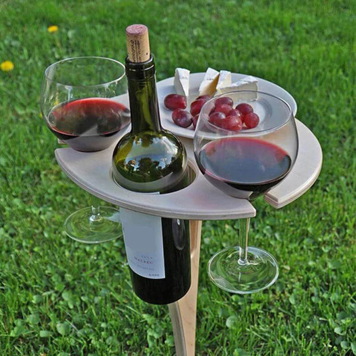 Table à vin pliante en bois d'acajou pour pique-nique et plein air
