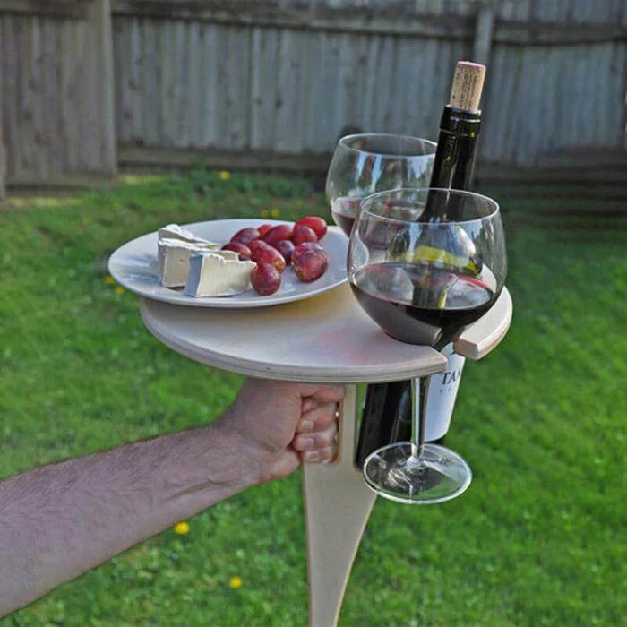 Table à vin pliante en bois d'acajou pour pique-nique et plein air